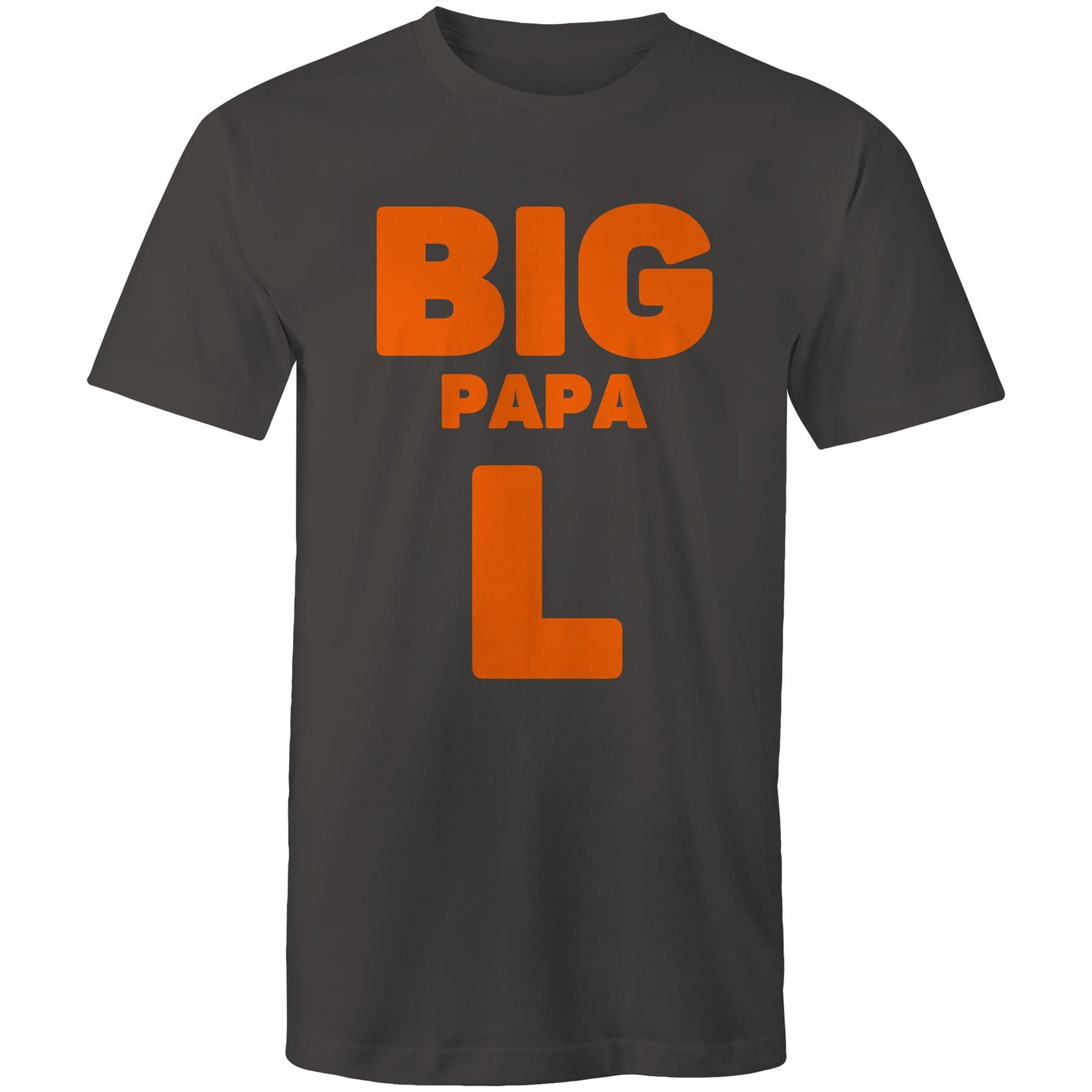 "Big Papa L" Men's Cotton Charcoal Grey T-Shirt in Size S, M, L, XL, XXL, 3XL, 4XL, 5XL, Gift for Dad - Da Boss Mango AU -