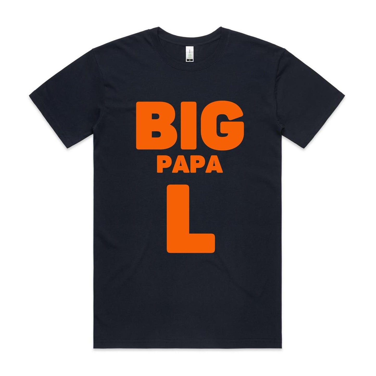 "Big Papa L" Men's GOTS Certified Organic Cotton T-Shirt, Father's Day Birthday Gift for Dad- Da Boss Mango AU - Navy