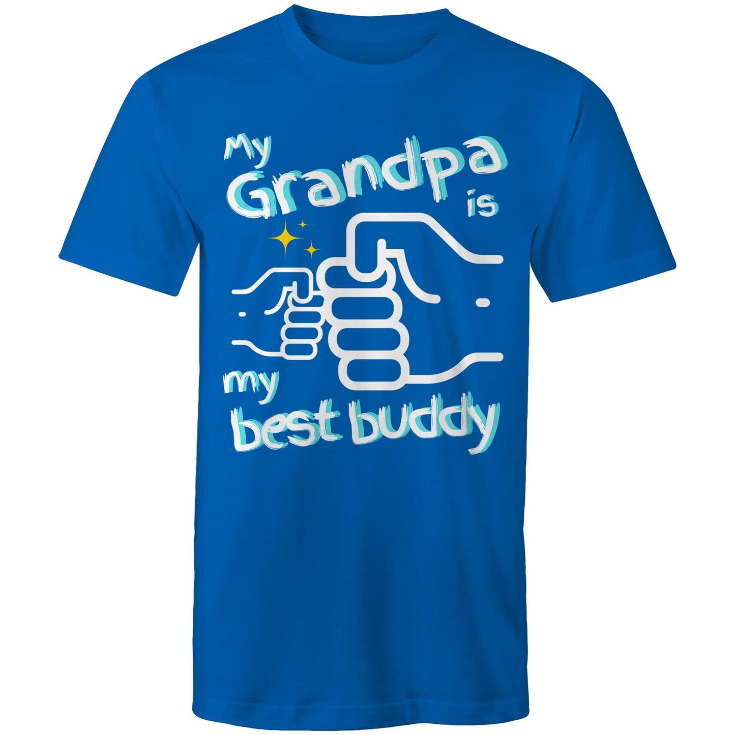 My Grandpa is My Best Buddy Men's Cotton T-Shirt - Best Gift for Grandpa from Grandson - Da Boss Mango AU - Bright Royal Blue