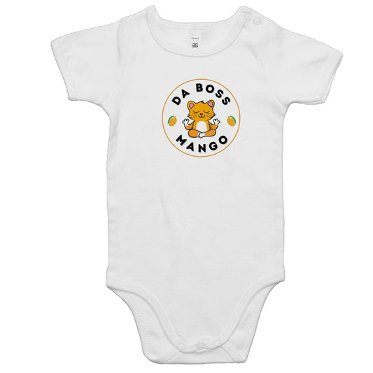 Da Boss Mango Baby Onesie Super Soft Cotton Romper - Size 0-3m, 3-6m, 6-12m, 12-18m, 18-24m - Da Boss Mango AU - White