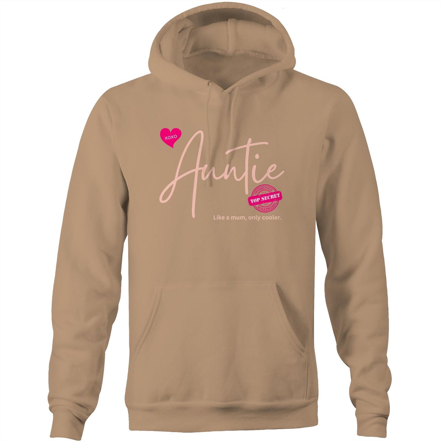 "Auntie - Like a mum, only cooler" Womens Hoodie Sweatshirt - Best Gift for Auntie - Da Boss Mango AU - Tan Beige