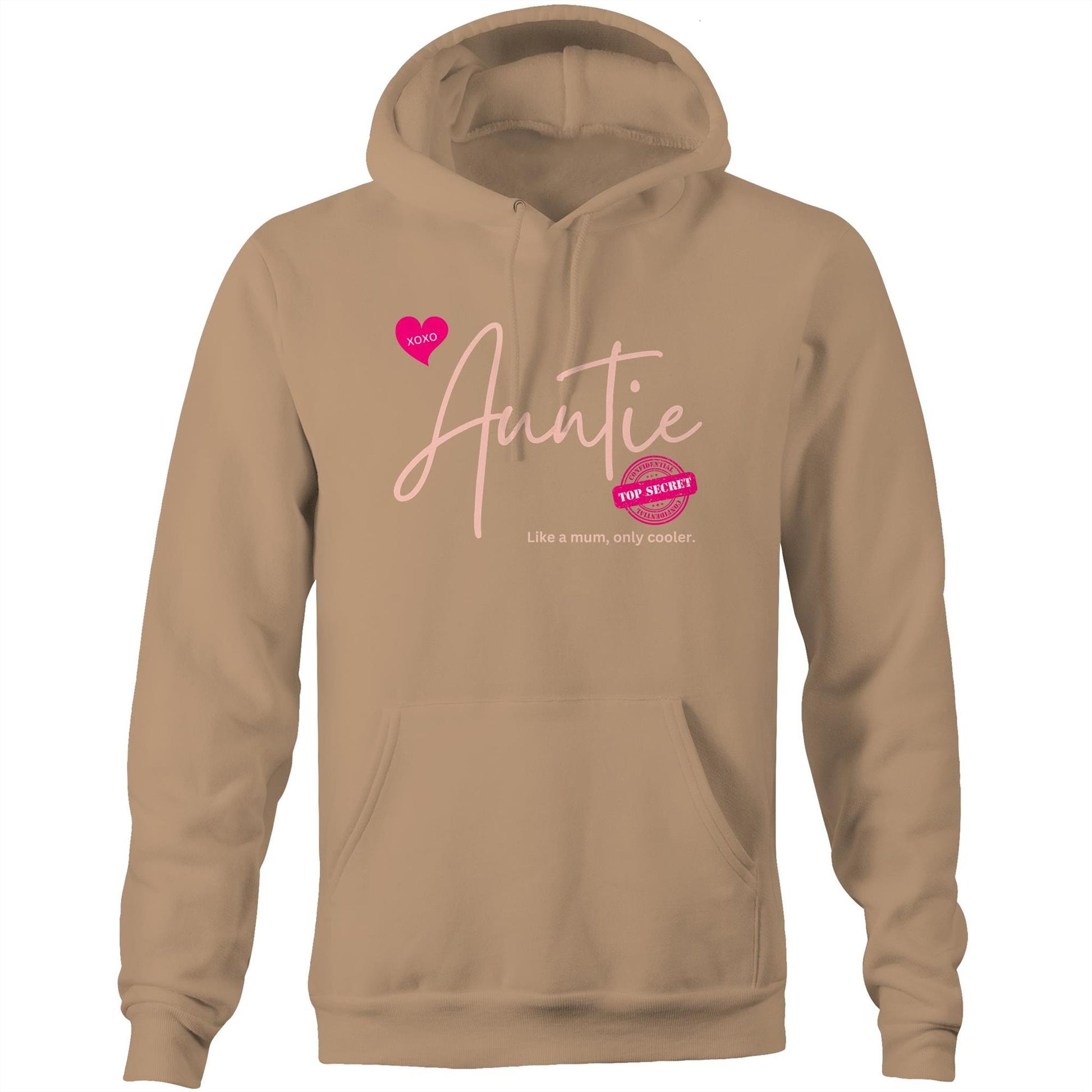 "Auntie - Like a mum, only cooler" Womens Hoodie Sweatshirt - Best Gift for Auntie - Da Boss Mango AU - Tan Beige