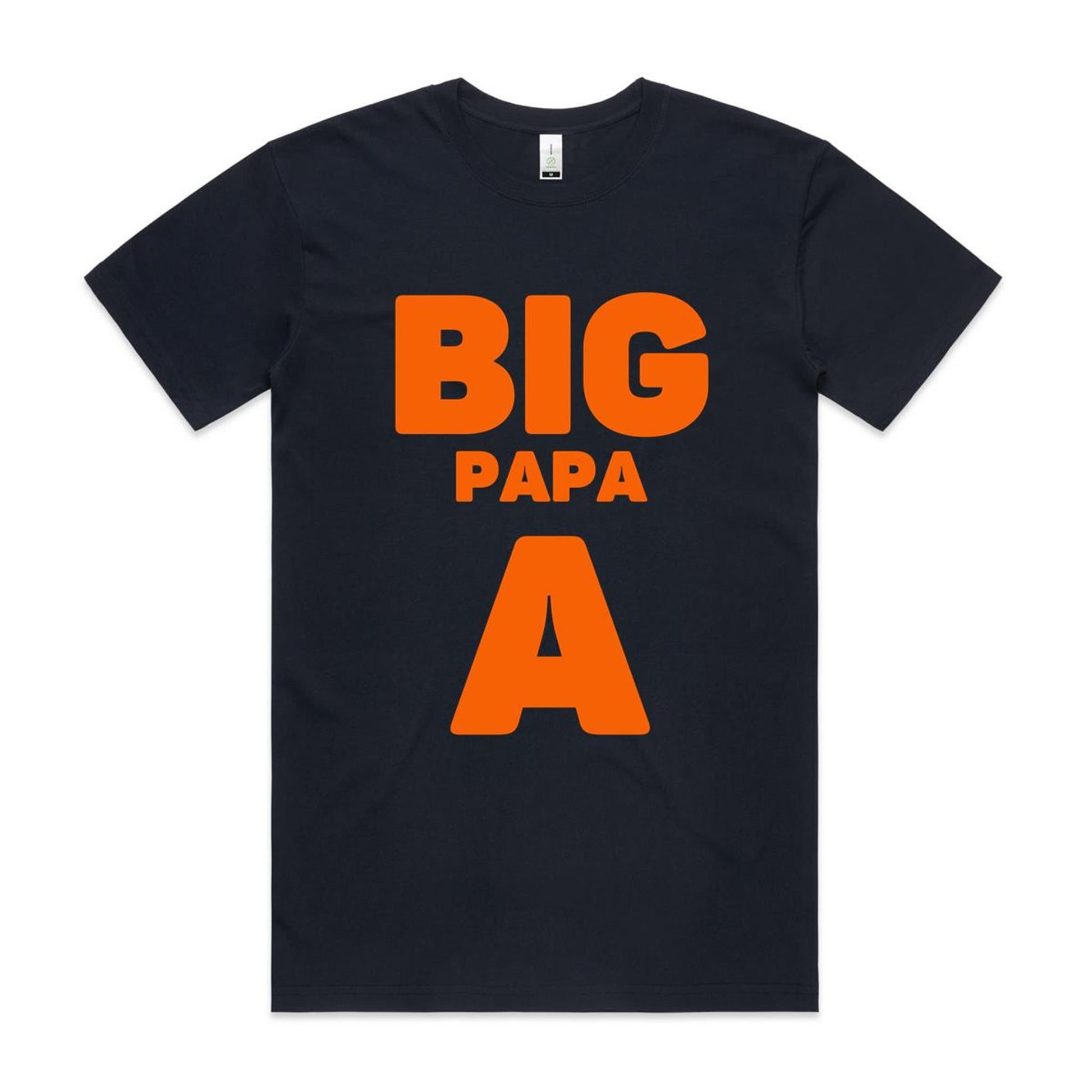 "Big Papa A" GOTS Certified Organic Cotton T-Shirt, Gift for Dad - Da Boss Mango AU - Navy