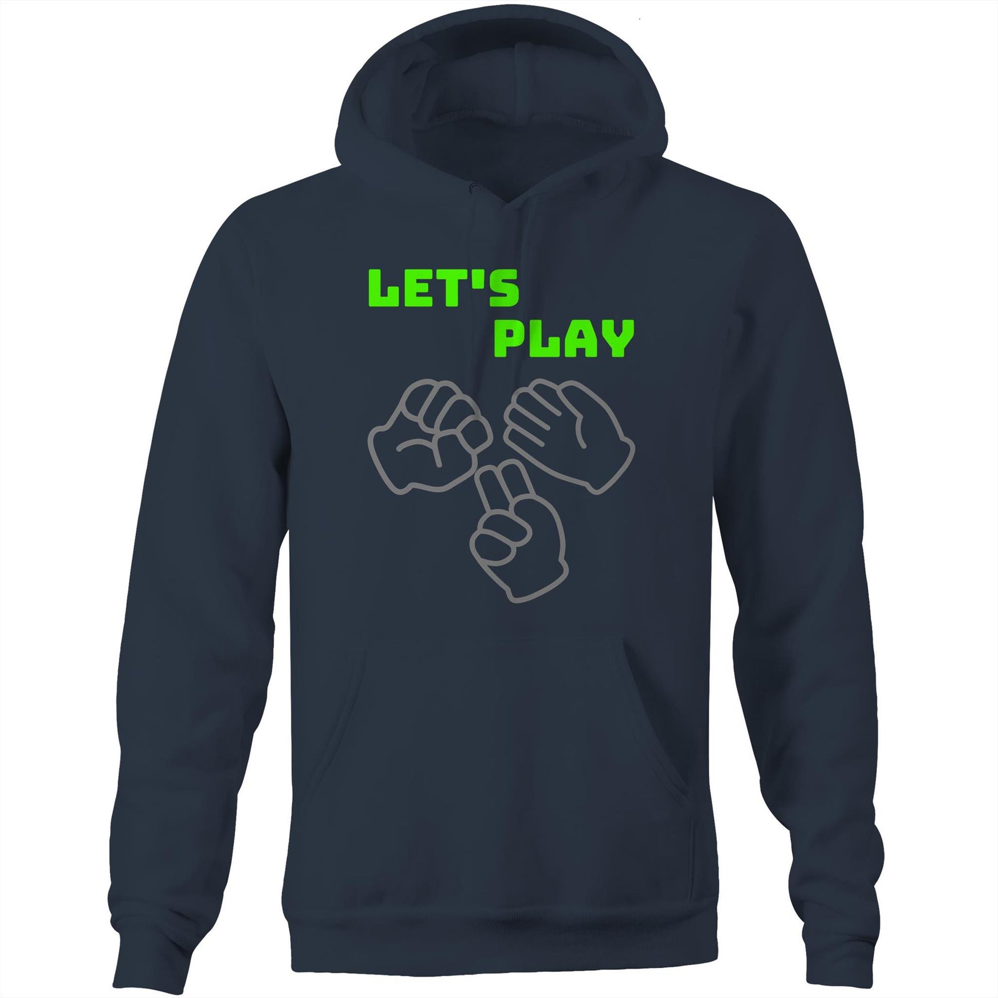 "Let's Play Rock Paper Scissors" Unisex Pocket Hoodie Sweatshirt Pullover for Men and Women - Da Boss Mango AU - Navy