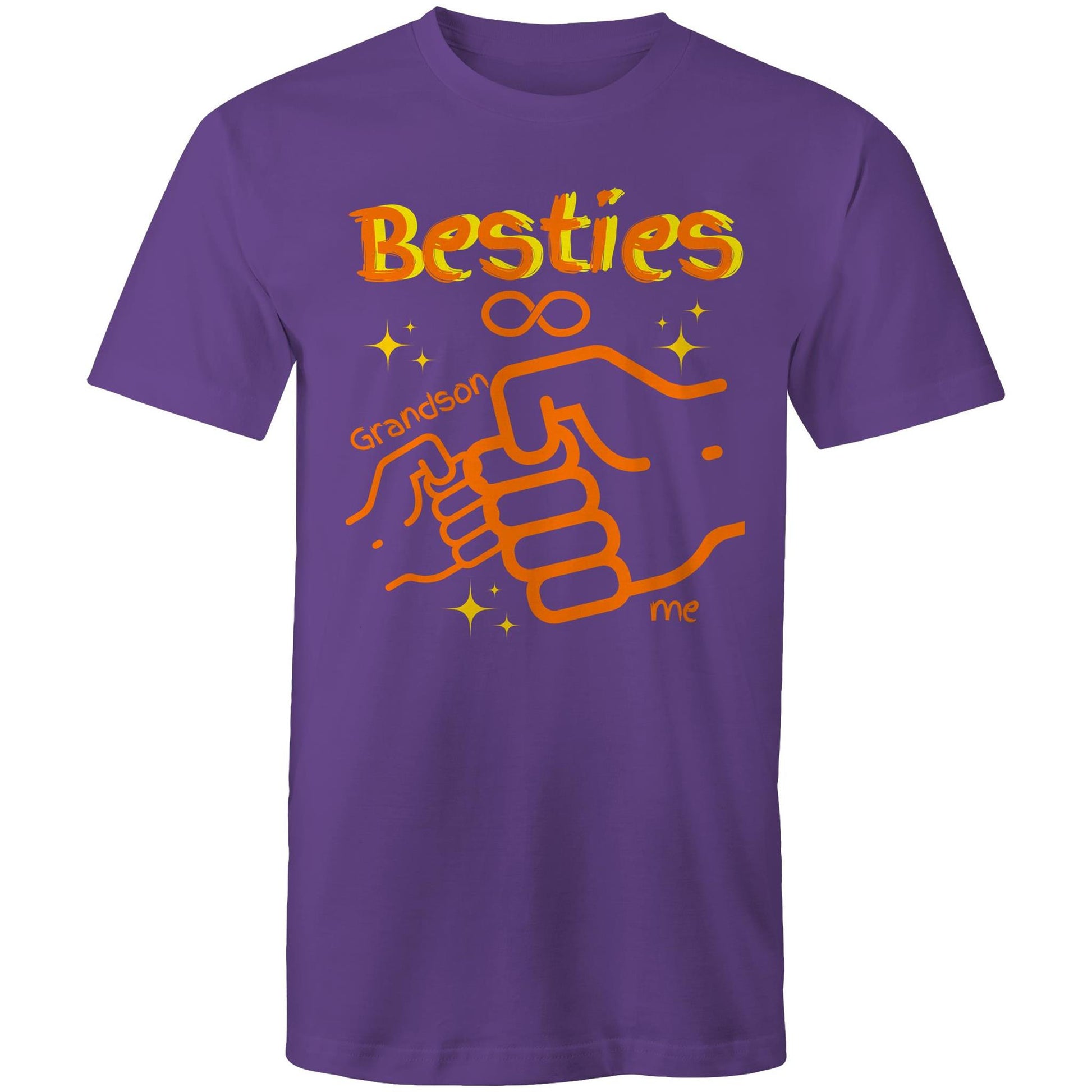 "Besties Me & Grandson" Men's Cotton T-Shirt - Gift for Grandpa Matching Clothing with Grandson - Da Boss Mango AU - Purple