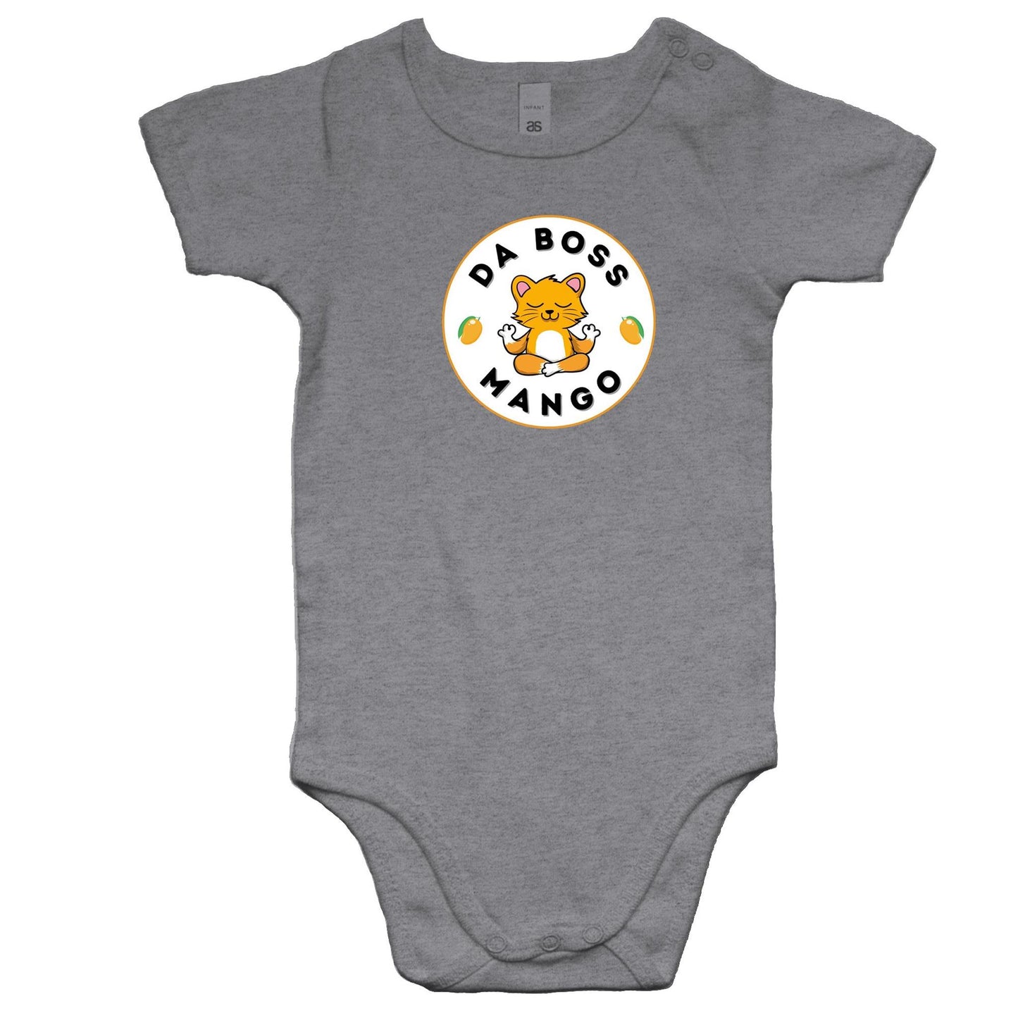 Da Boss Mango Baby Onesie Super Soft Romper - Size 0-3m, 3-6m, 6-12m, 12-18m, 18-24m - Da Boss Mango AU - Grey Marle