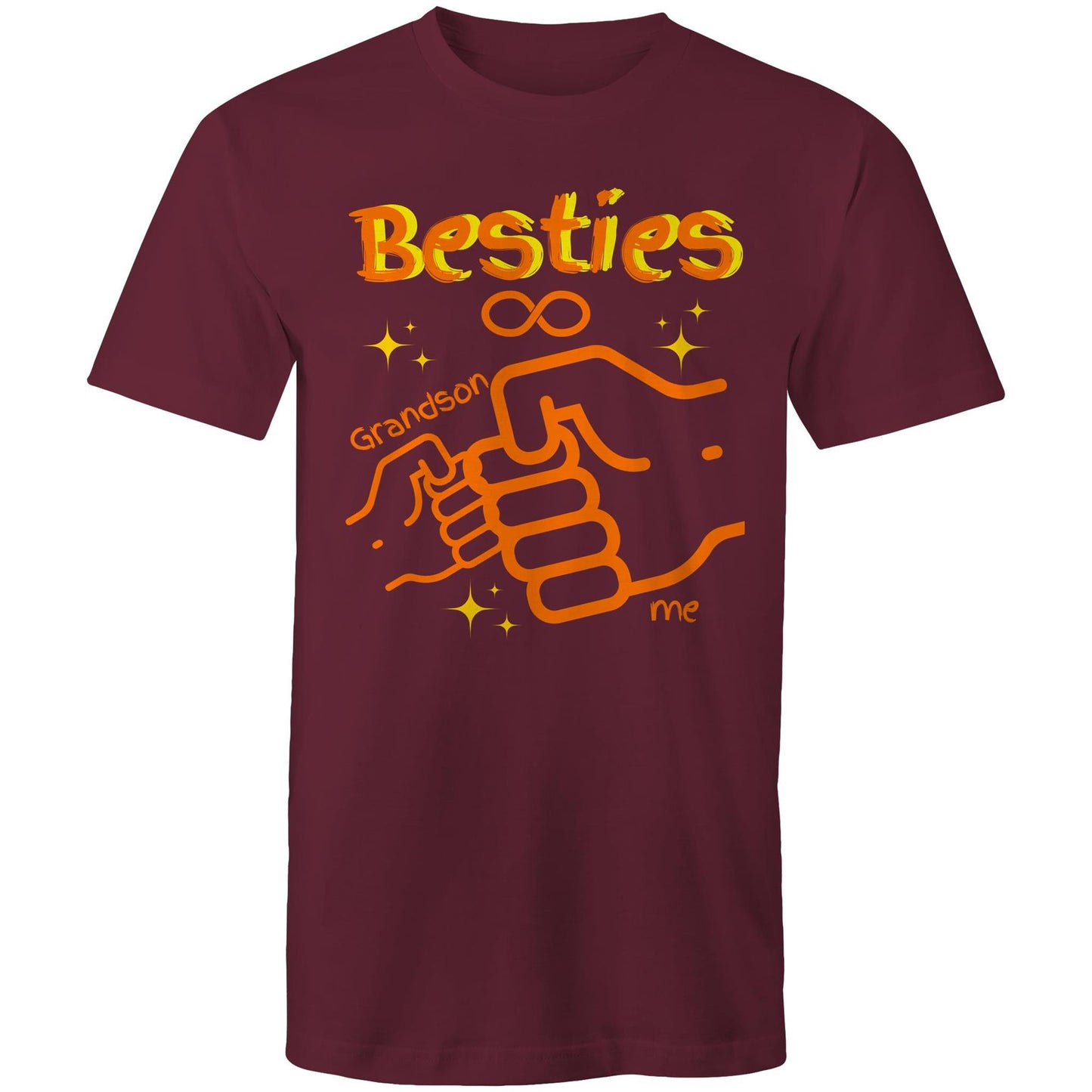 "Besties Me & Grandson" Men's Cotton T-Shirt - Gift for Grandpa Match with Grandson - Da Boss Mango AU - Burgundy Maroon