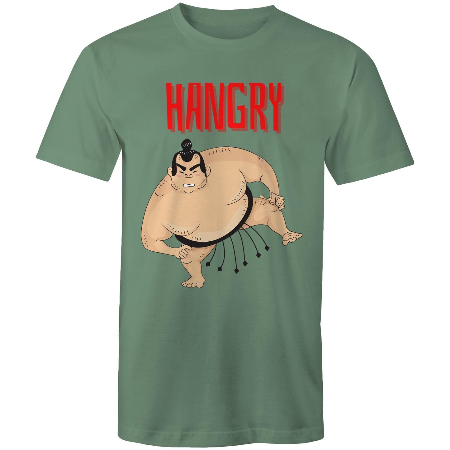 Hangry Men's Cotton T-Shirt - Funny Top - Plus Size S. M. L. XL. 2XL, 3XL, 4XL, 5XL - Da Boss Mango AU - Sage Green