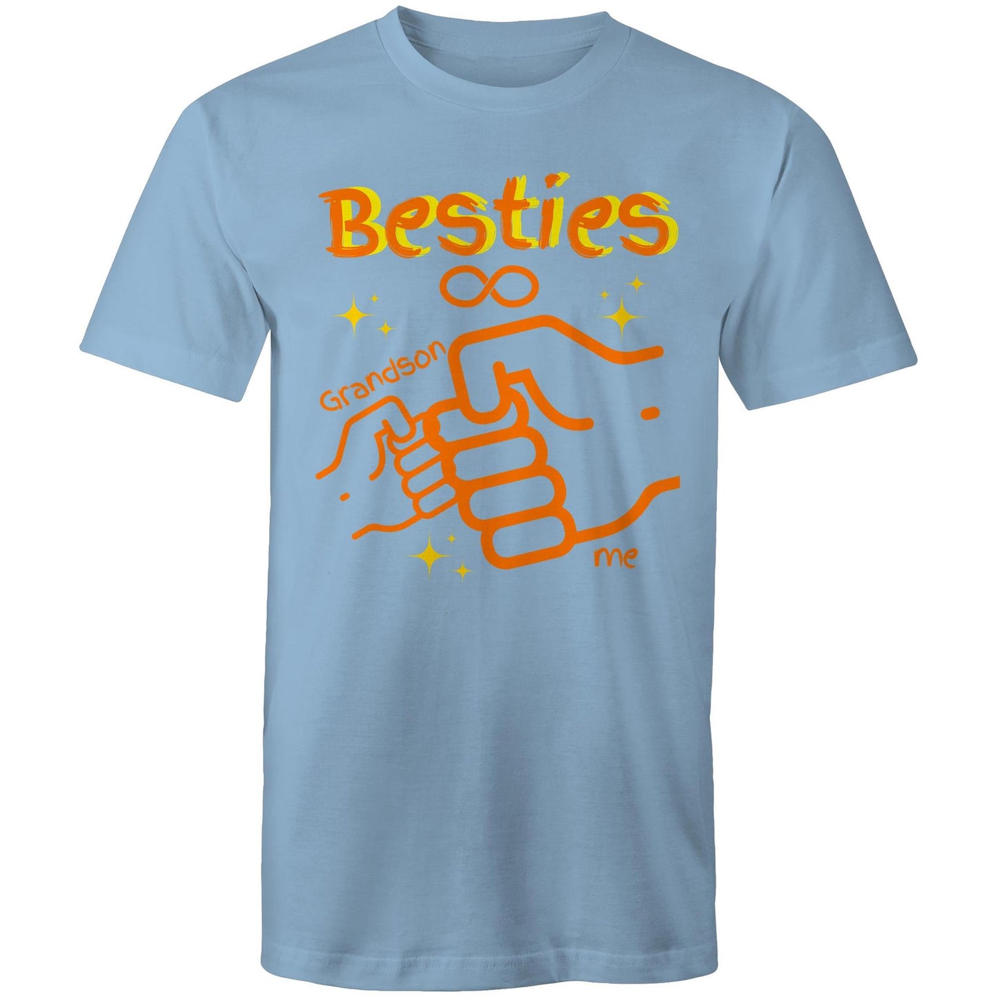 "Besties Me & Grandson" Men's Cotton T-Shirt - Gift for Grandpa Match with Grandson - Da Boss Mango AU - Carolina Blue