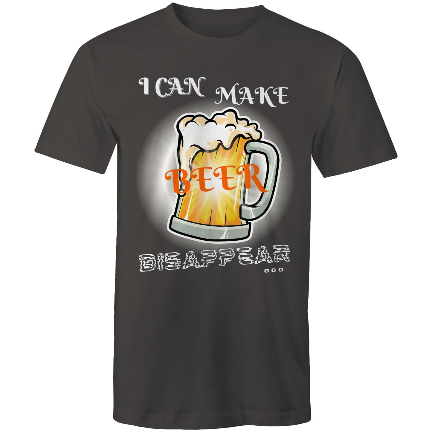 I Can Make Beer Disappear - Men's Funny Cotton T-Shirt - Size S, M, L, XL, 2XL, 3XL, 4XL, 5XL - Da Boss Mango AU - Charcoal