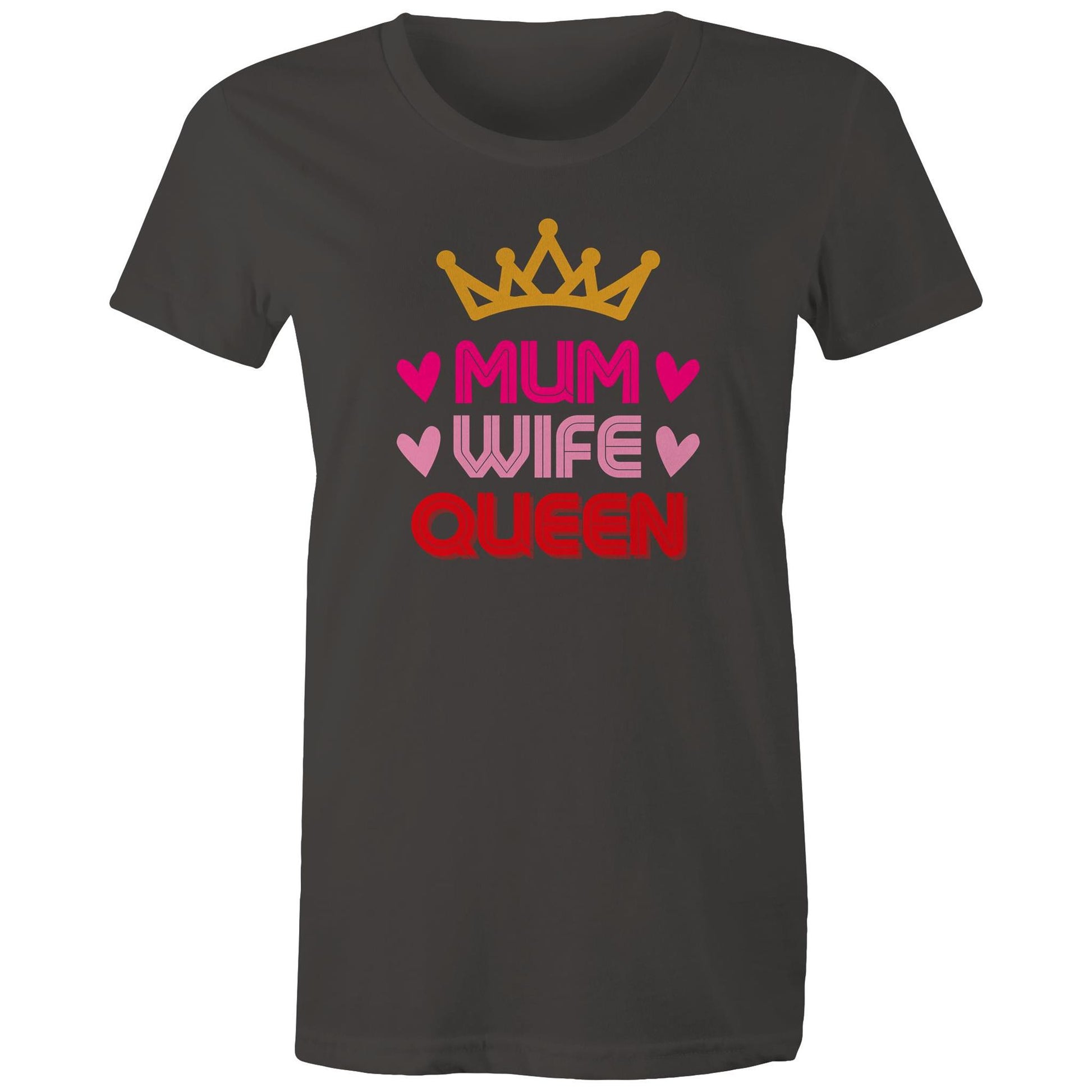 Mum Wife Queen Women's Cotton T-Shirt - Best Mother's Day Birthday Gift for Mum - Da Boss Mango AU - Charcoal