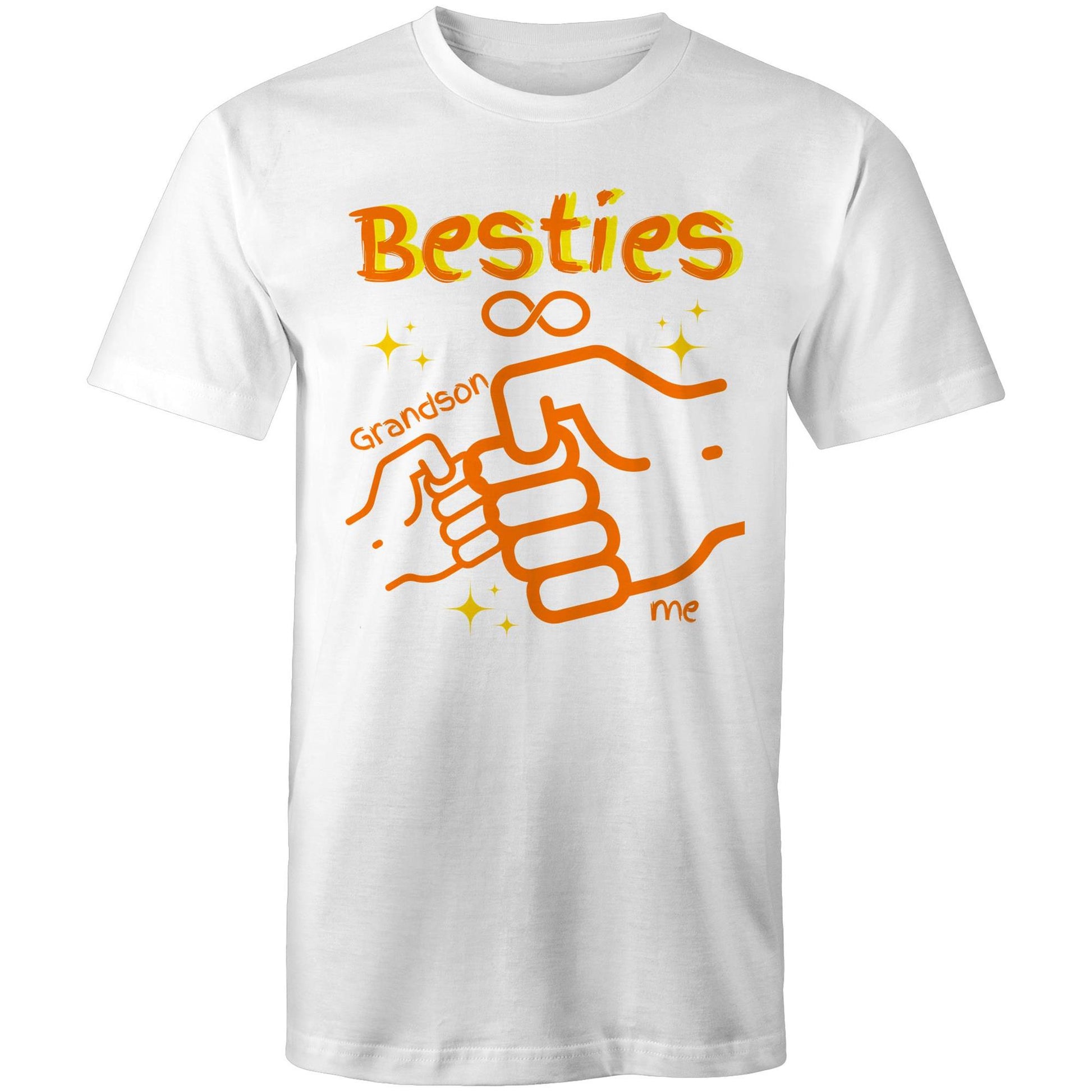 "Besties Me & Grandson" Men's Cotton T-Shirt - Gift for Grandpa Matching Clothing with Grandson - Da Boss Mango AU - White