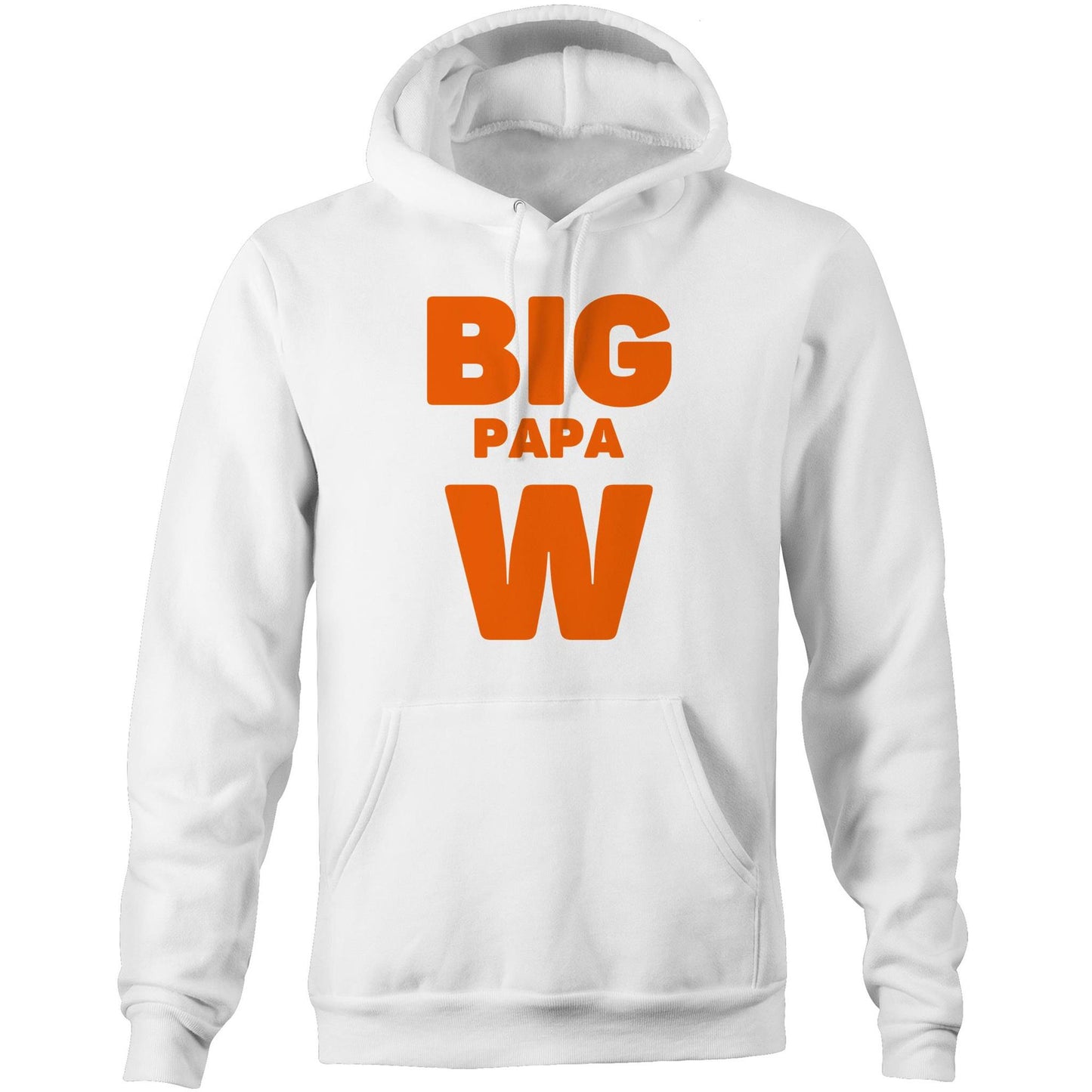 "Big Papa W" Pocket Hoodie Sweatshirt Pullover with Kangaroo Pocket Father's Day Gift for Dad - Da Boss Mango AU - White