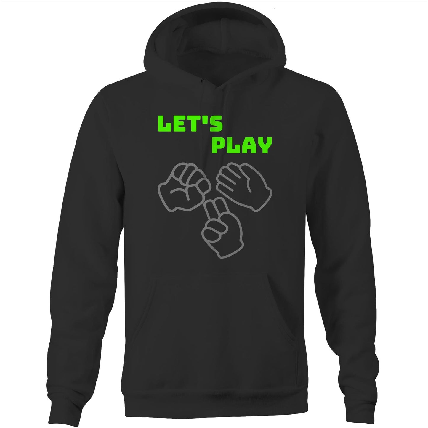 "Let's Play Rock Paper Scissors" Unisex Pocket Hoodie Sweatshirt Pullover for Men and Women - Da Boss Mango AU - Black