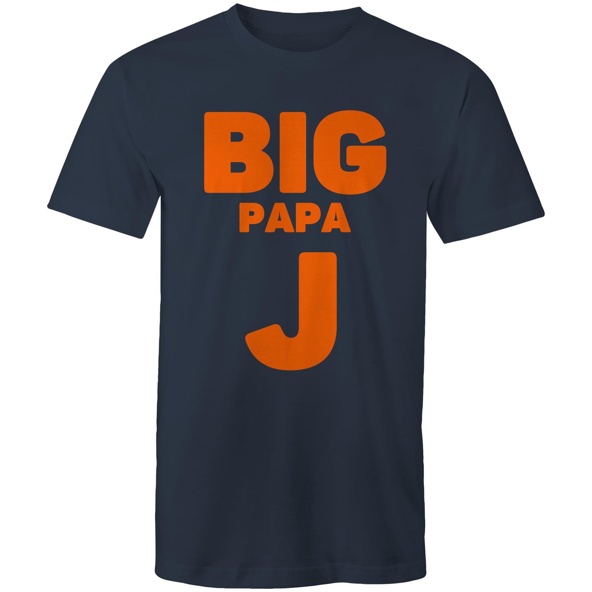 "Big Papa J" Men's Cotton Navy T-Shirt in Size S, M, L, XL, XXL, 3XL, 4XL, 5XL, Gift for Dad - Da Boss Mango AU -