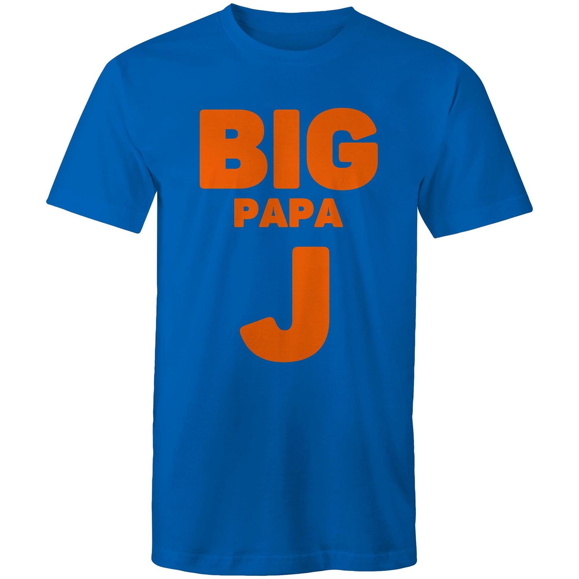 "Big Papa J" Men's Cotton Bright Royal Blue T-Shirt in Size S, M, L, XL, XXL, 3XL, 4XL, 5XL, Gift for Dad - Da Boss Mango AU