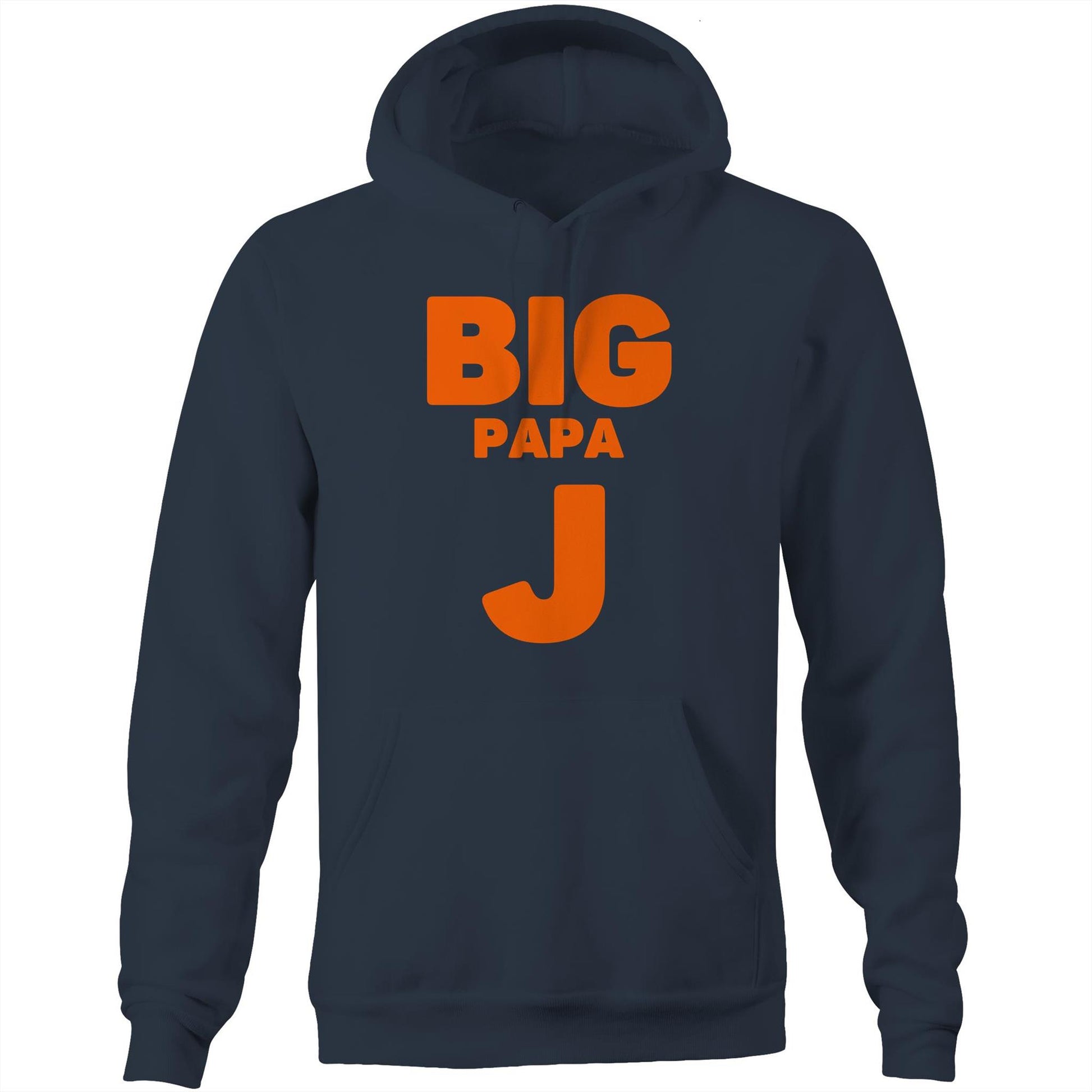 "Big Papa J" Pocket Hoodie Sweatshirt Pullover with Kangaroo Pocket Father's Day Gift for Dad - Da Boss Mango AU - Navy