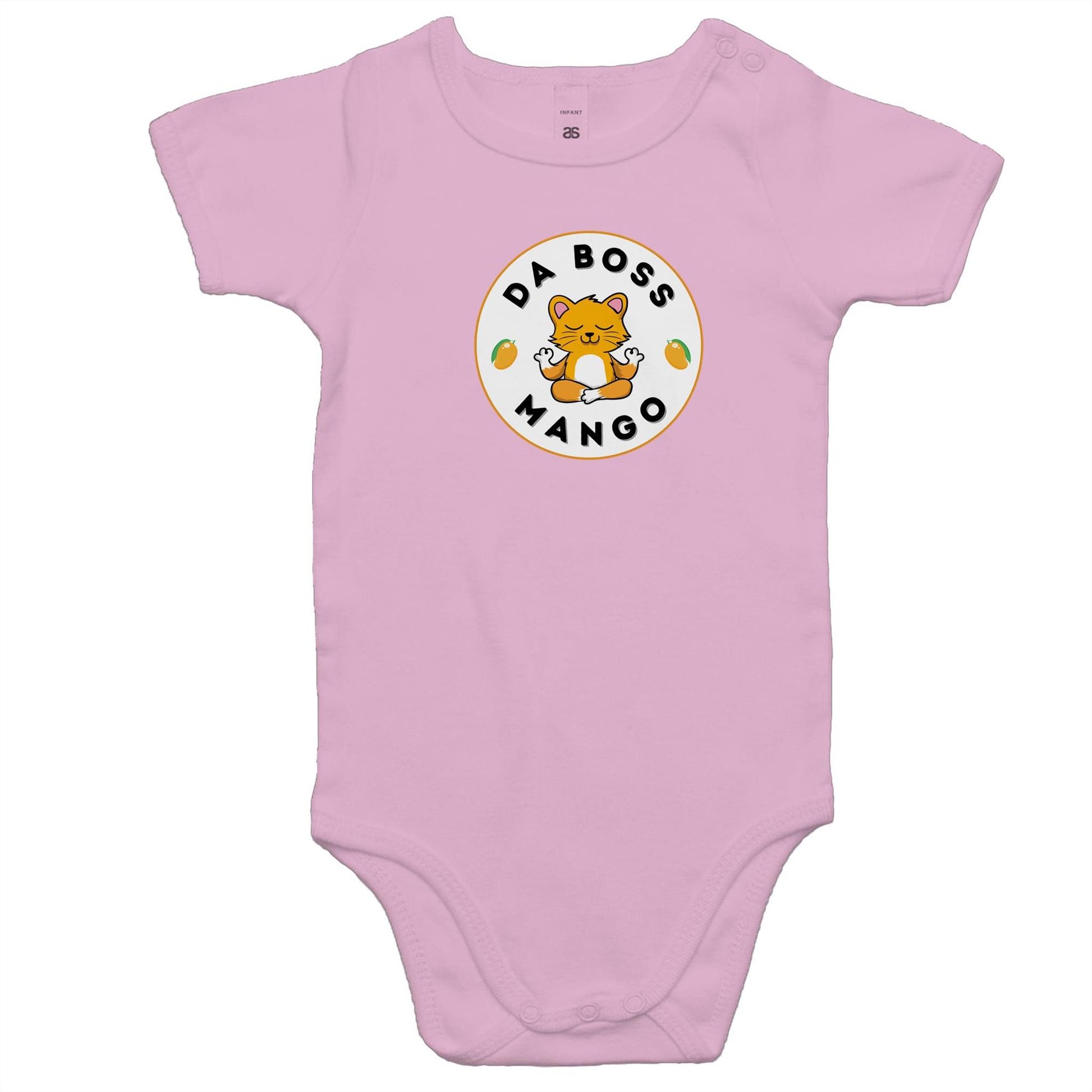 Da Boss Mango Baby Onesie Super Soft Cotton Romper - Size 0-3m, 3-6m, 6-12m, 12-18m, 18-24m - Da Boss Mango AU - Pink