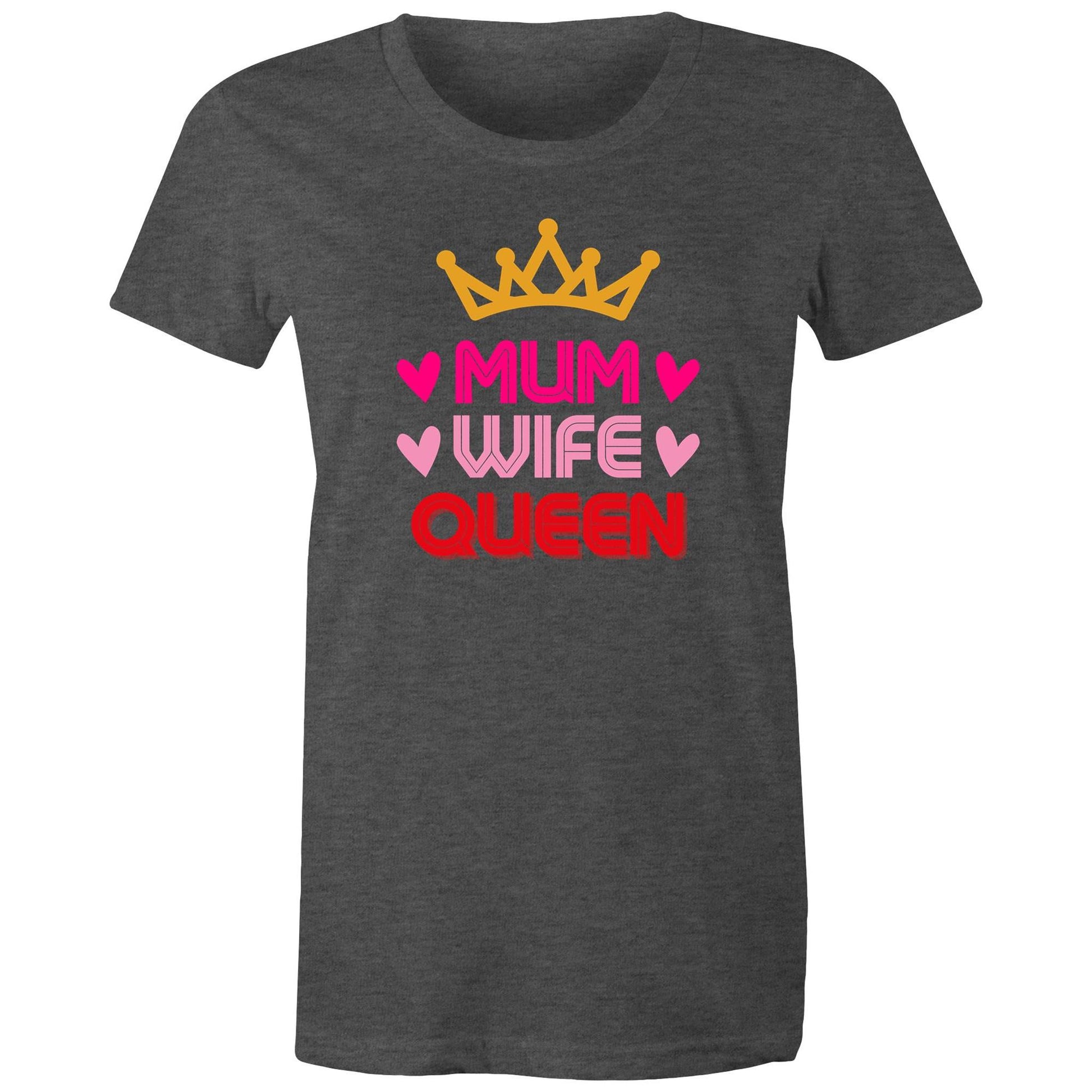 Mum Wife Queen Women's T-Shirt - Best Mother's Day Birthday Gift for Mum - Da Boss Mango AU - Asphalt Dark Grey Marle