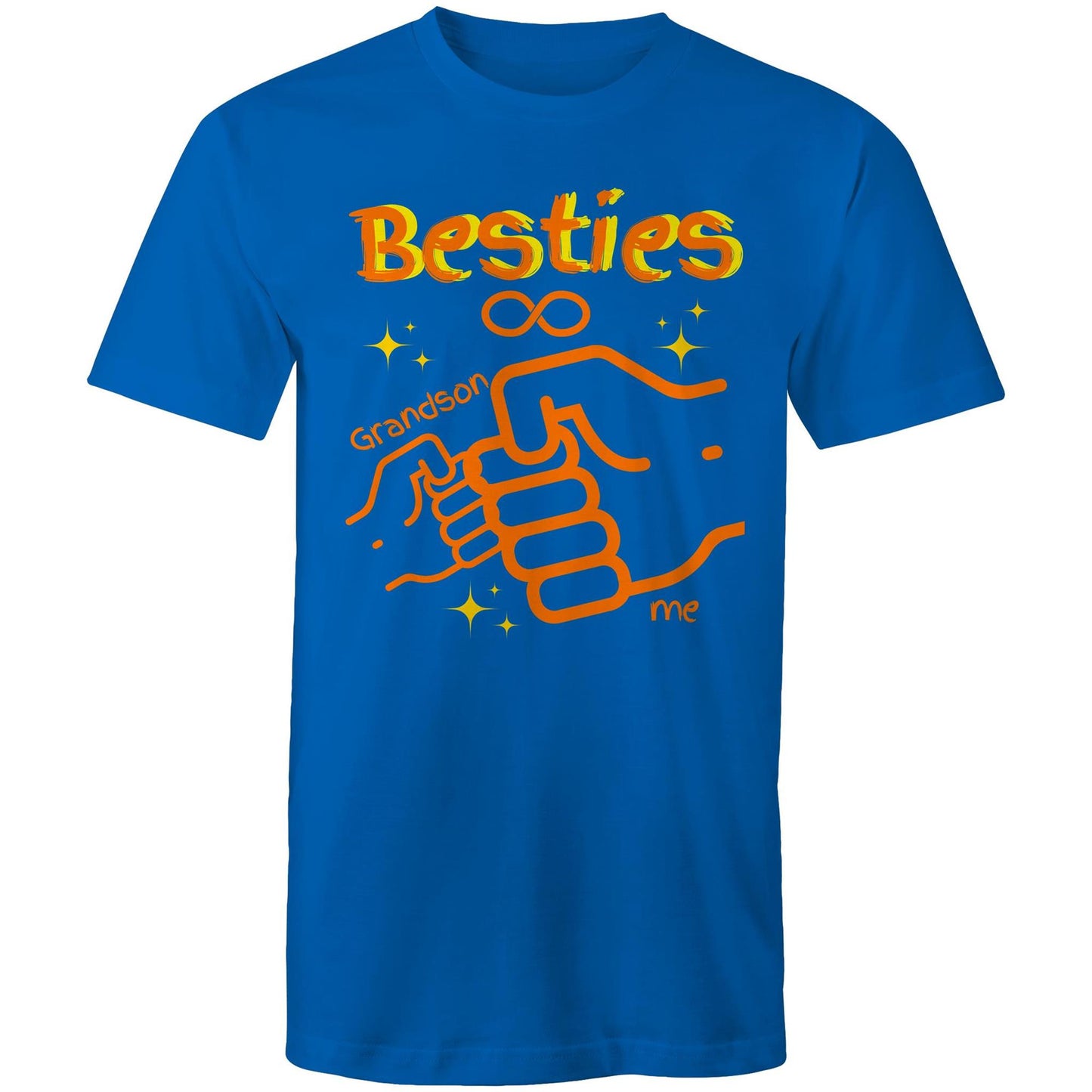 "Besties Me & Grandson" Men's Cotton T-Shirt - Gift for Grandpa Match with Grandson - Da Boss Mango AU - Bright Royal Blue