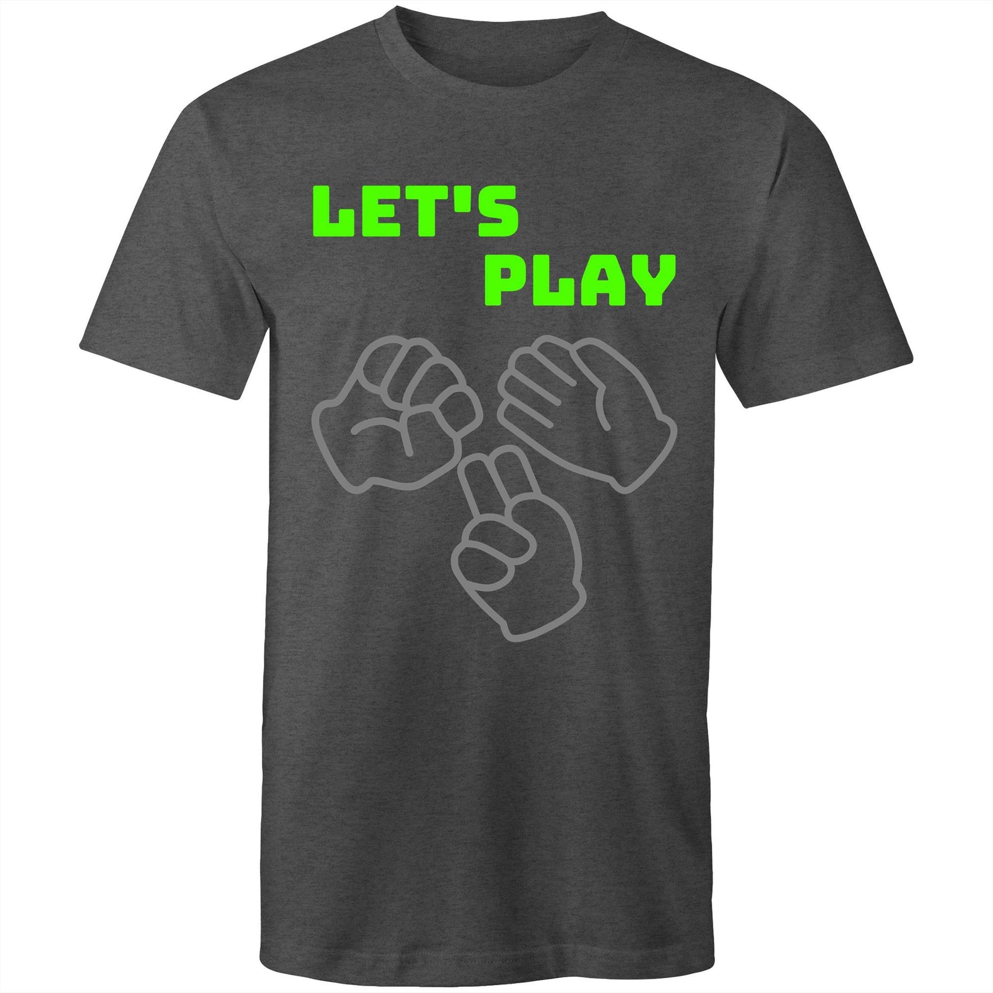 Let's Play Rock Paper Scissors Men's T-Shirt - Size S, M, L, XL, 2XL, 3XL, 4XL, 5XL - Da Boss Mango AU - Asphalt Grey Marle