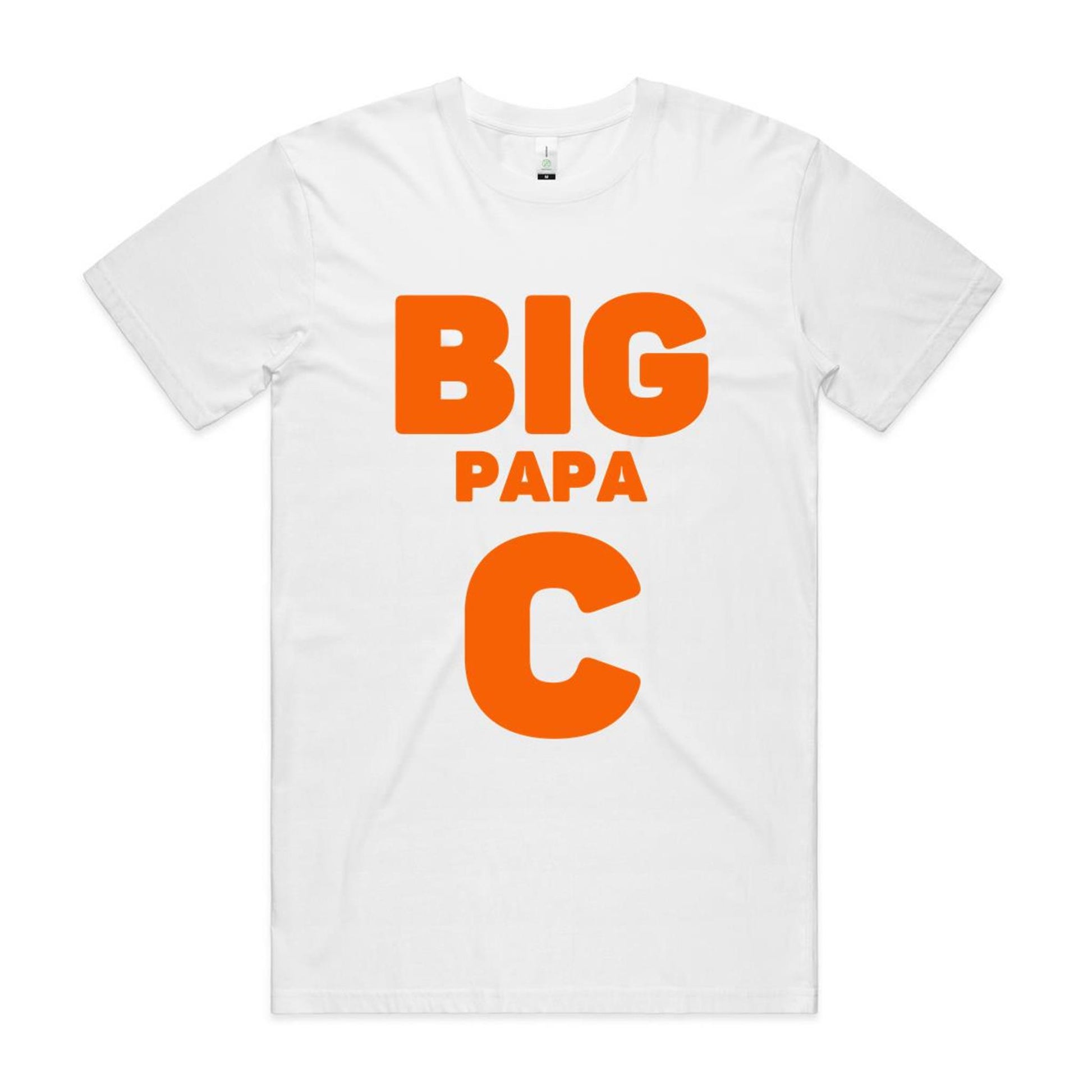 "Big Papa C" GOTS Certified Organic Cotton T-Shirt, Father's Day Birthday Gift for Dad- Da Boss Mango AU - White