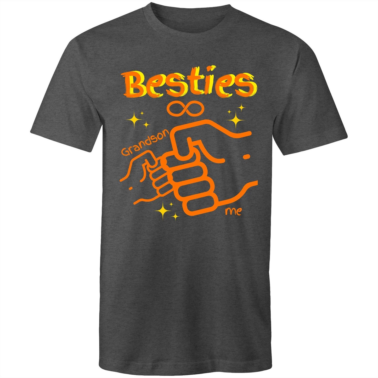 "Besties Me & Grandson" Men's T-Shirt - Gift for Grandpa Match with Grandson - Da Boss Mango AU - Asphalt Dark Grey Marle