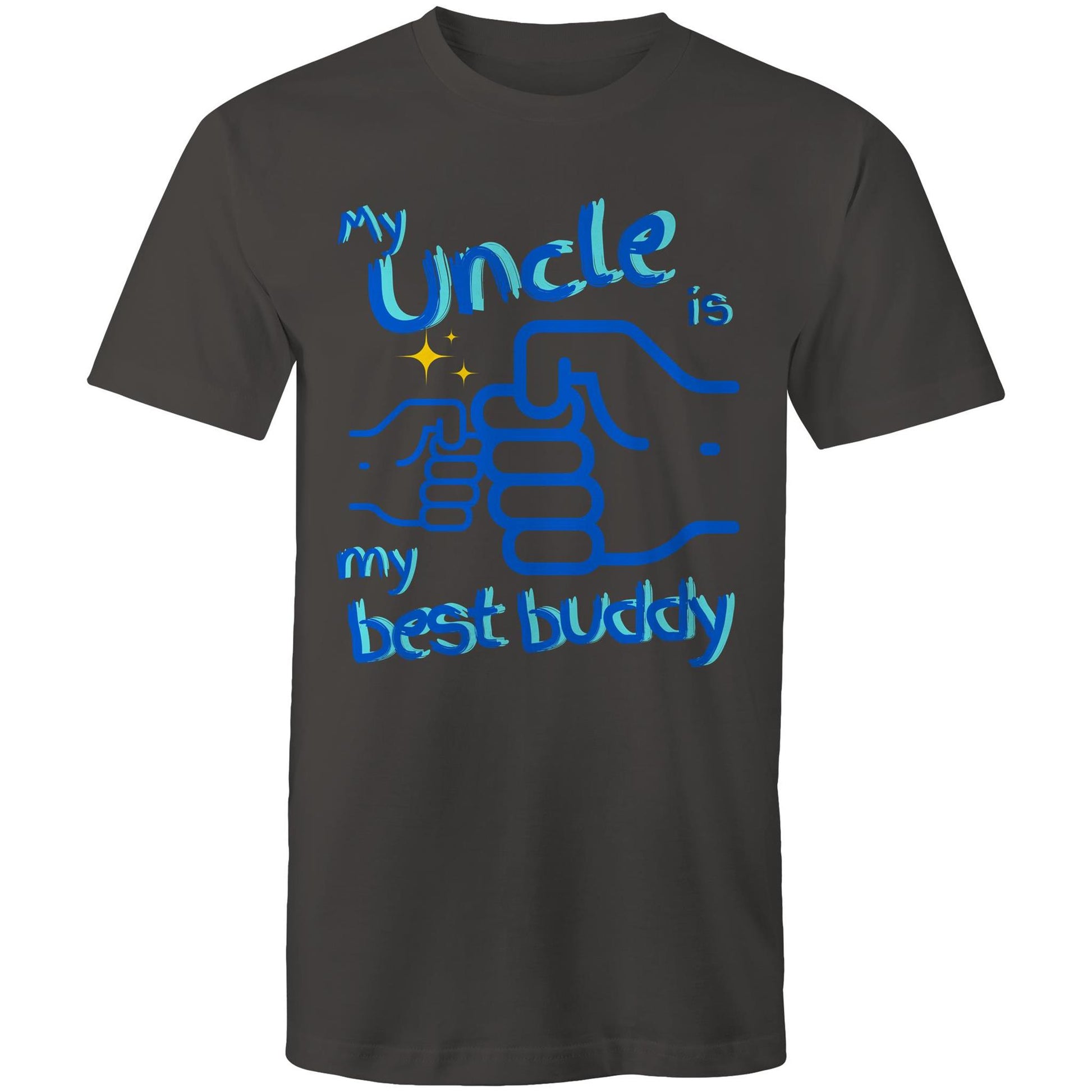 My Uncle is my Best Buddy Men's Cotton T-Shirt - Best Gift for Uncles from Nephews and Nieces - Da Boss Mango AU - Charcoal