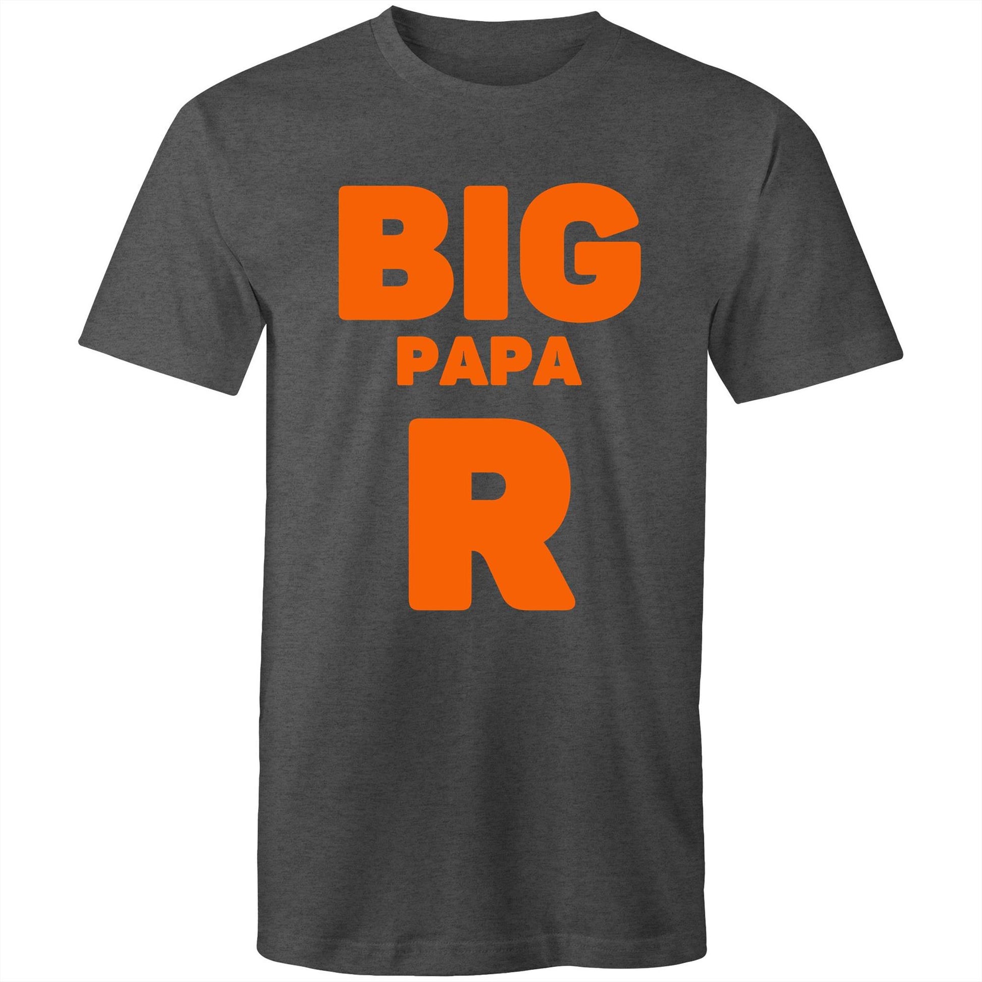 "Big Papa R" Men's Cotton Asphalt Grey Marle T-Shirt in Size S, M, L, XL, XXL, 3XL, 4XL, 5XL, Gift for Dad - Da Boss Mango AU