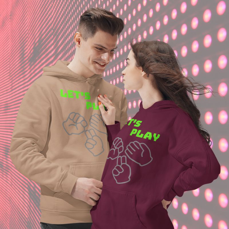 "Let's Play Rock Paper Scissors" Unisex Pocket Hoodie Sweatshirt Pullover for Men Women - Da Boss Mango AU - Wear it together