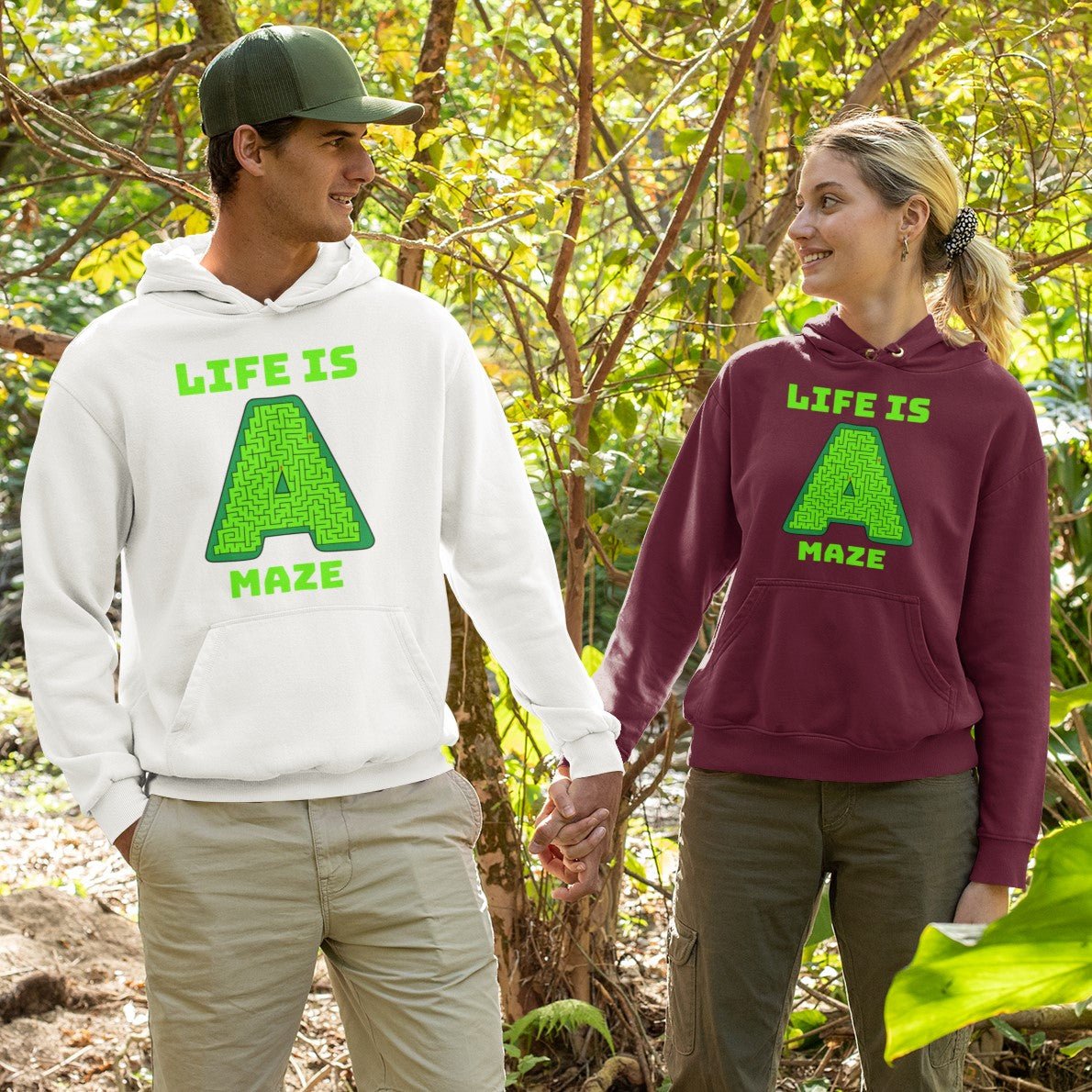 "Life is A Maze" Unique Unisex Pocket Hoodie Sweatshirt Pullover for Men and Women - Da Boss Mango AU - Wear it together