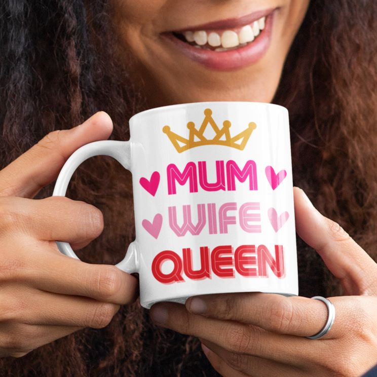 "Mum Wife Queen" 11 oz Premium White Dishwasher Safe Ceramic Mug - Best Gift - Da Boss Mango AU